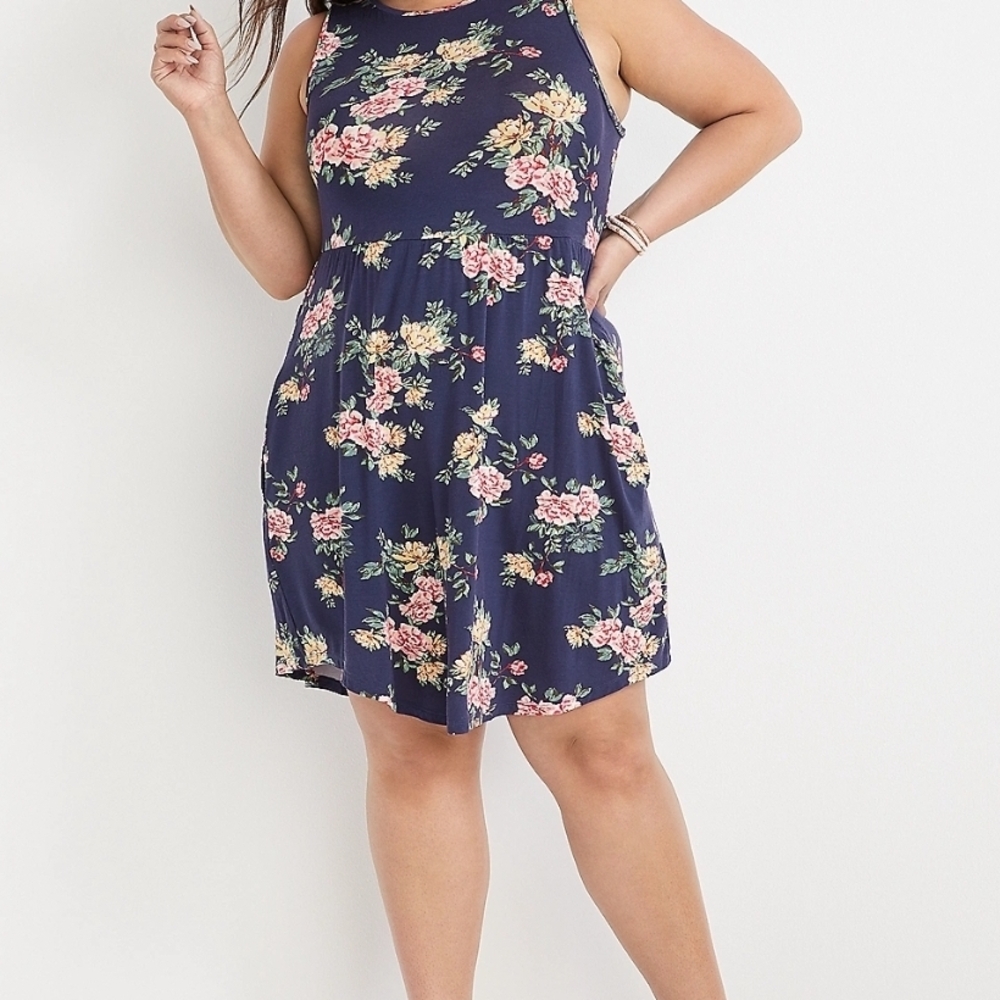 Maurices Navy and Pink Floral Mini Dress